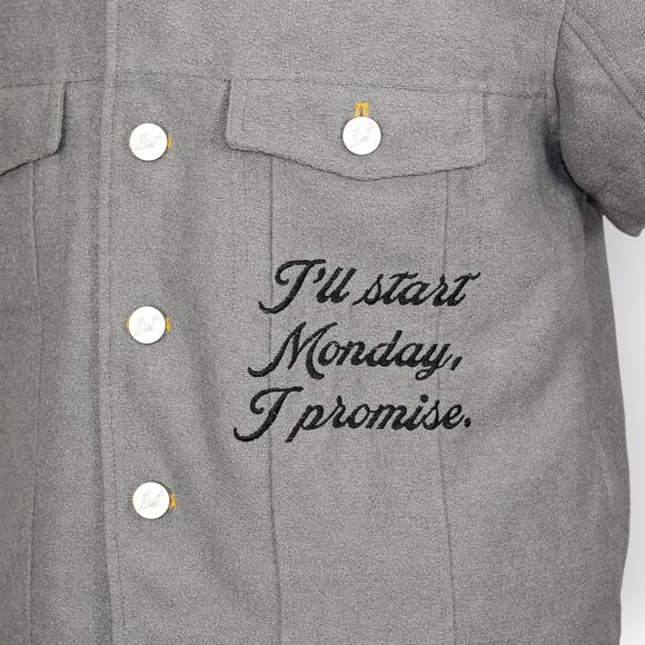 NEW DietStartsMonday_ (M) Trucker ShortSleeve ButtonUp Utility Shirt Jacket Grey - Picture 5 of 15